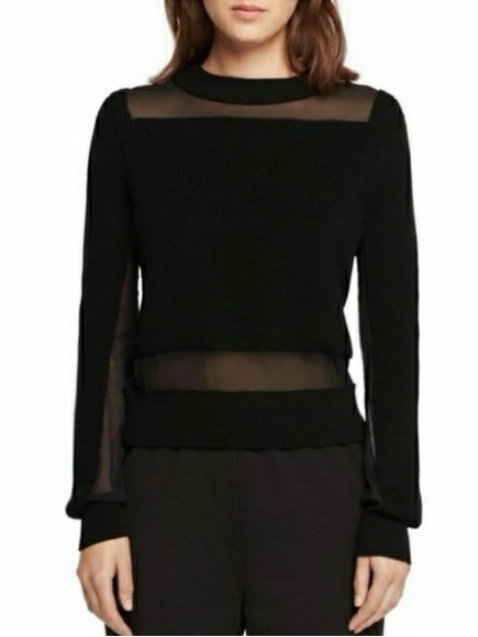 Rag & Bone / Emery Wool & Silk Pullover Black Crewneck Sweater